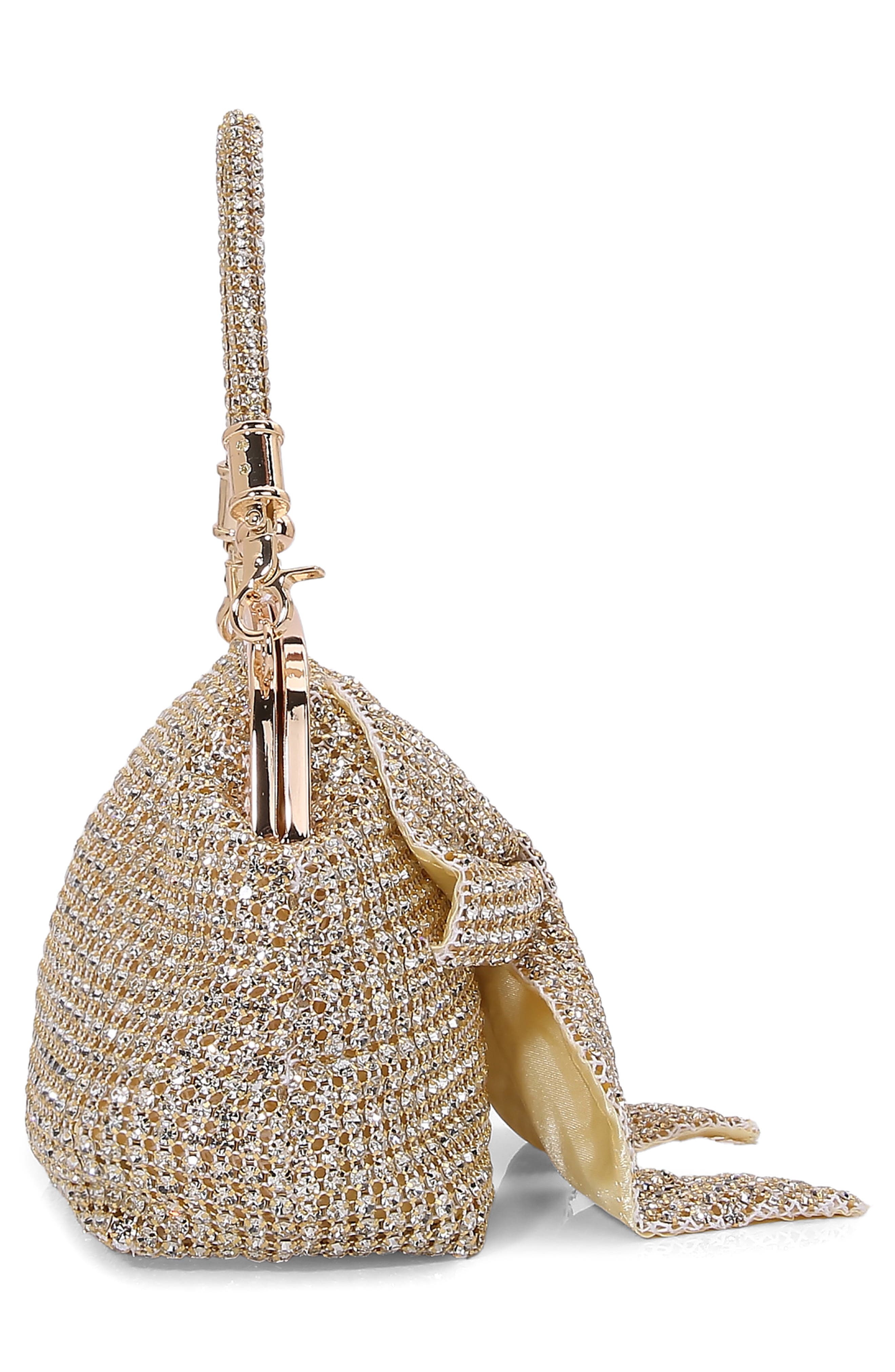 Rhinestone Embellished Bow Handbag, Alternate, color, GOLD