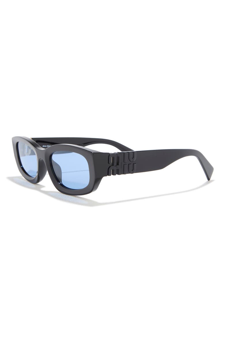 53mm Irregular Sunglasses, Alternate, color, BLACK / LIGHT BLUE