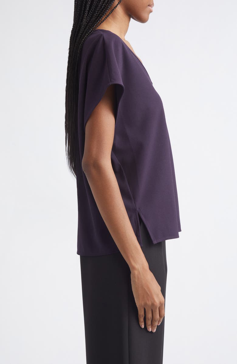 Emporio Armani V-Neck Short Sleeve Cady Top, Alternate, color, Blackberry