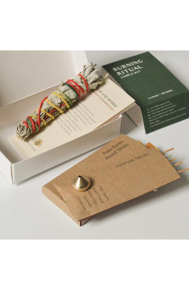 Cedar and Myrrh Sacred Burning Ritual Kit - Incense, Palo Santo and Sage, Alternate, color, NO COLOR