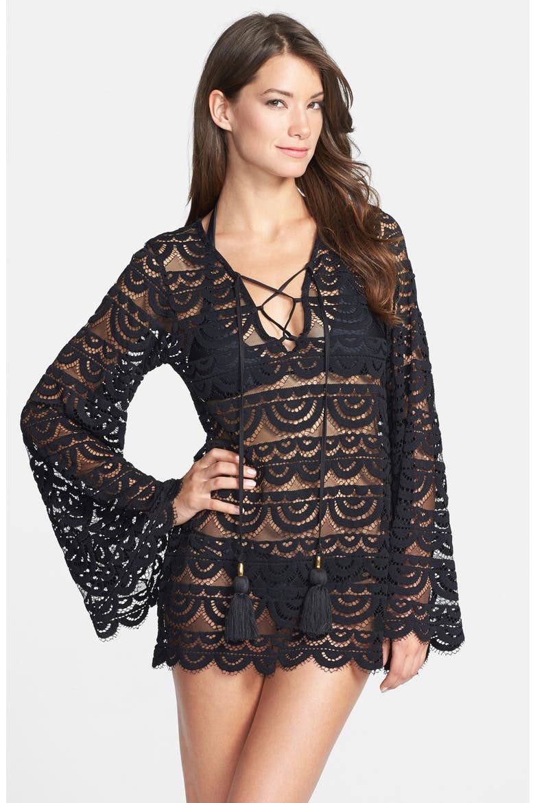 Noah Bell Sleeve Cover-Up, Main, color, BLACK