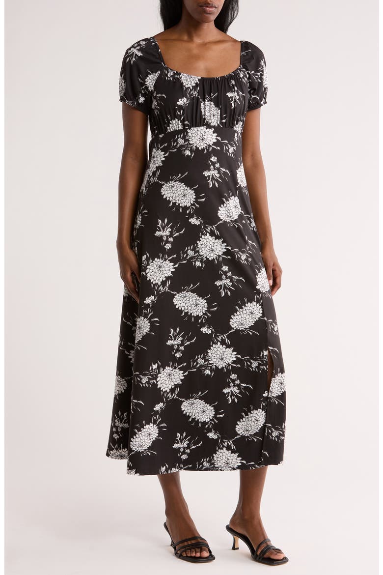 Ruched Midi Dress, Main, color, BLACK