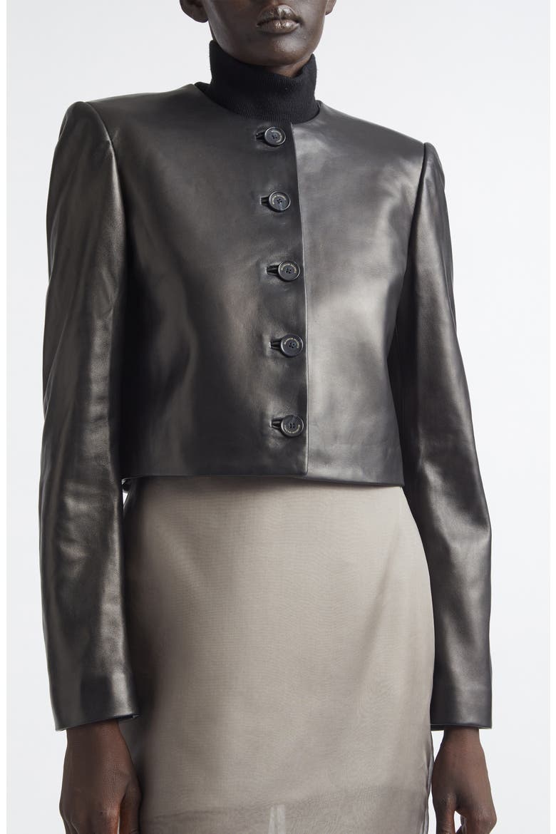The Ryder Boxy Leather Crop Jacket, Alternate, color, BLACK