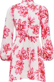 Ever New Annalise Tie Waist Long Sleeve Linen Blend Minidress