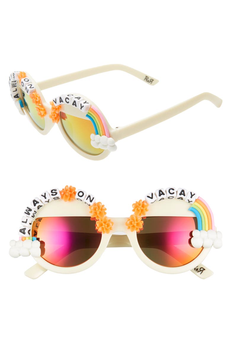 Always on Vacay Rainbow Round Sunglasses, Main, color, CREAM/ MULTI