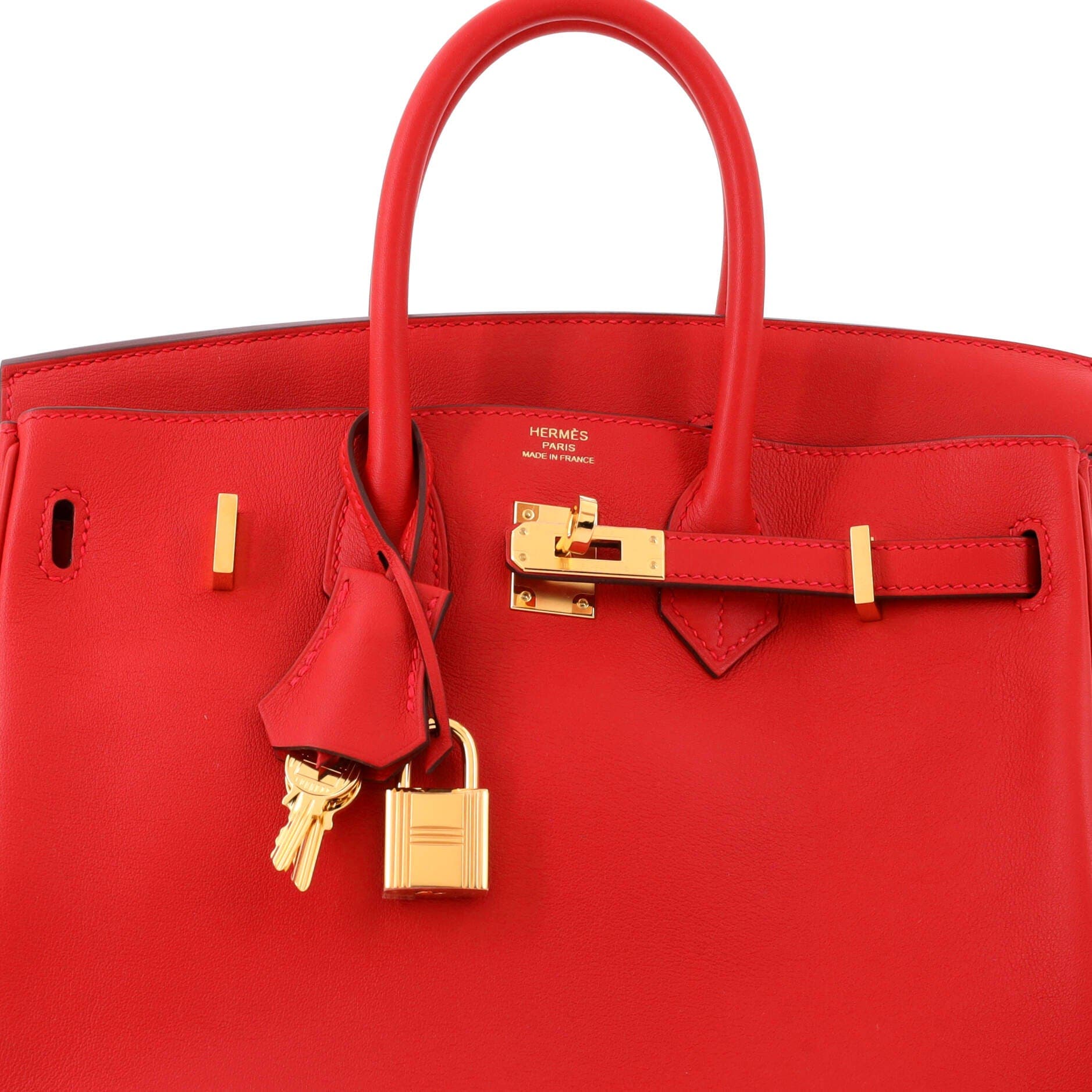 Pre-Owned Hermes Birkin Handbag Red Swift with Gold Hardware 25, Alternate, color, Rouge Casaque