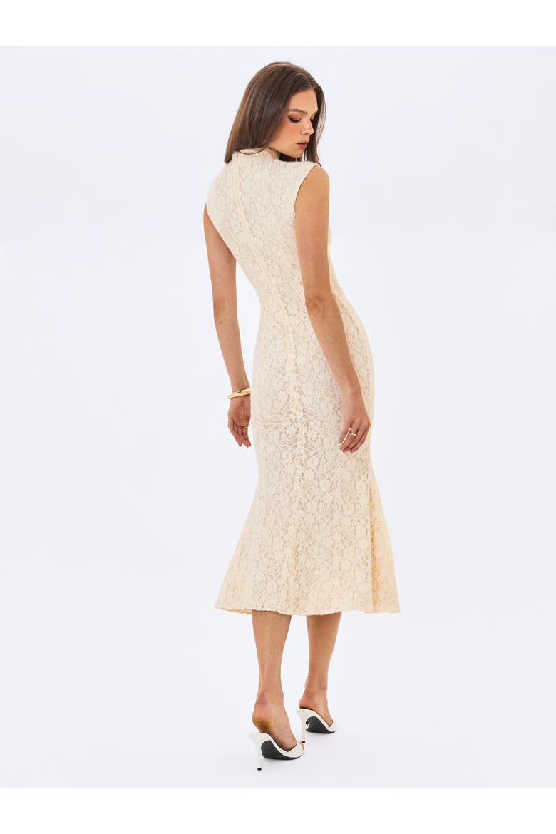 Garcelle Brushed Lace Keyhole Mermaid Midi Dress, Alternate, color, Cream