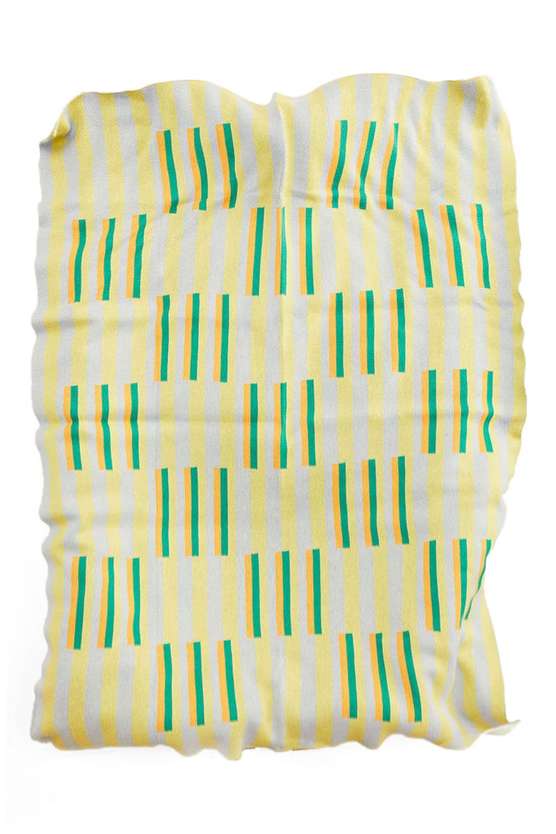 Bars Knit Cotton Throw, Main, color, YELLOW