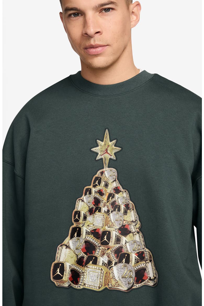 Holiday Tree Graphic Sweatshirt, Alternate, color, MIDNIGHT GREEN/ BLACK