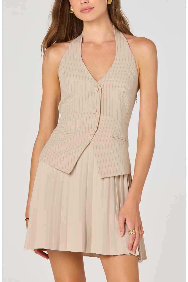 Mixed Media Halter Dress, Alternate, color, NATURAL STRIPE