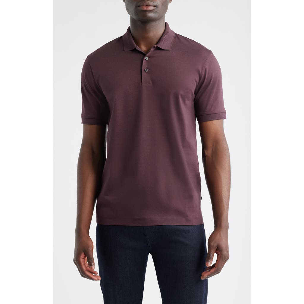 Hugo Boss Boss Phillipson Mercerized Cotton Polo In Burgundy