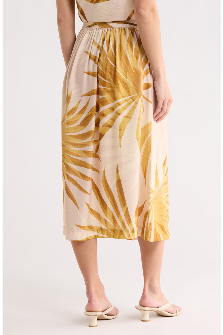 Palm Print Pull-On Midi Skirt, Alternate, color, LILAC/ GOLD PALM