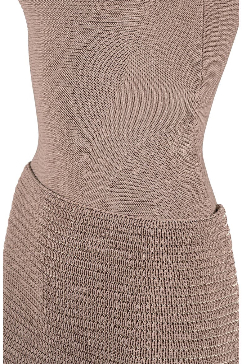 Asymmetric Knit Mini Dress, Alternate, color, Taupe/Beige
