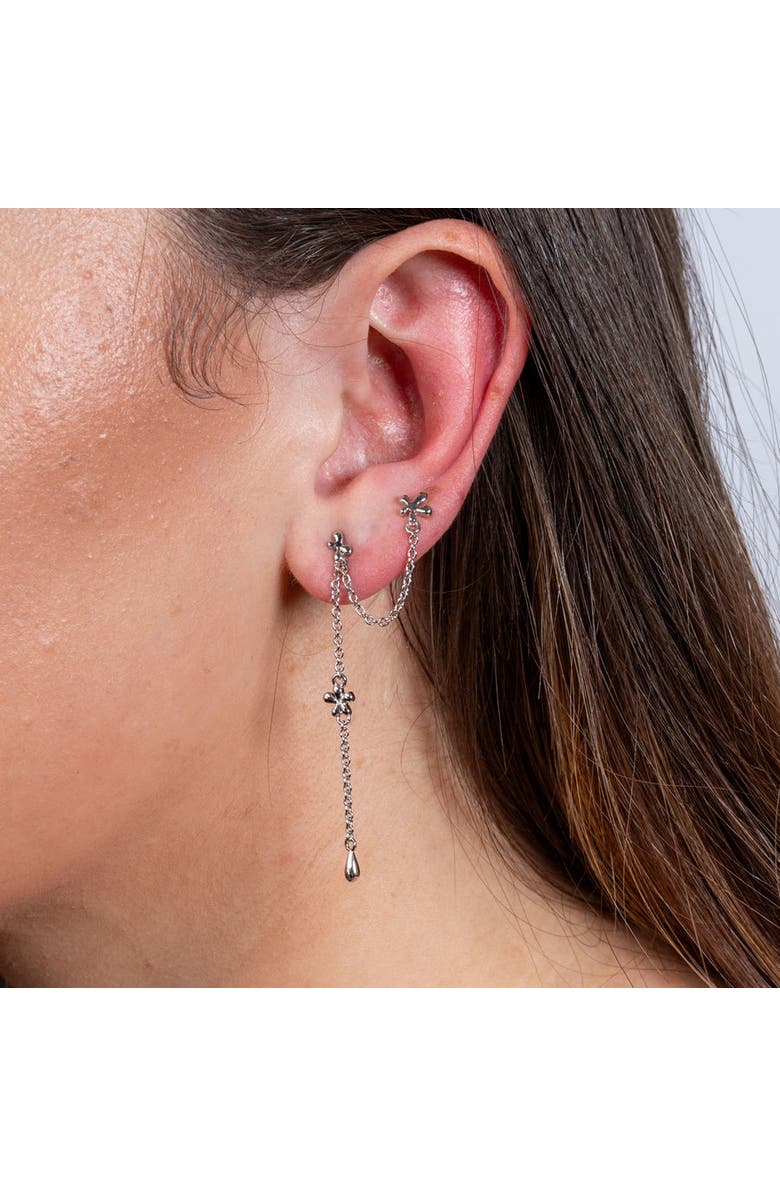 Lucy Quartermaine Splash Double Post Earring with Drop, Alternate, color, Sterling Silver