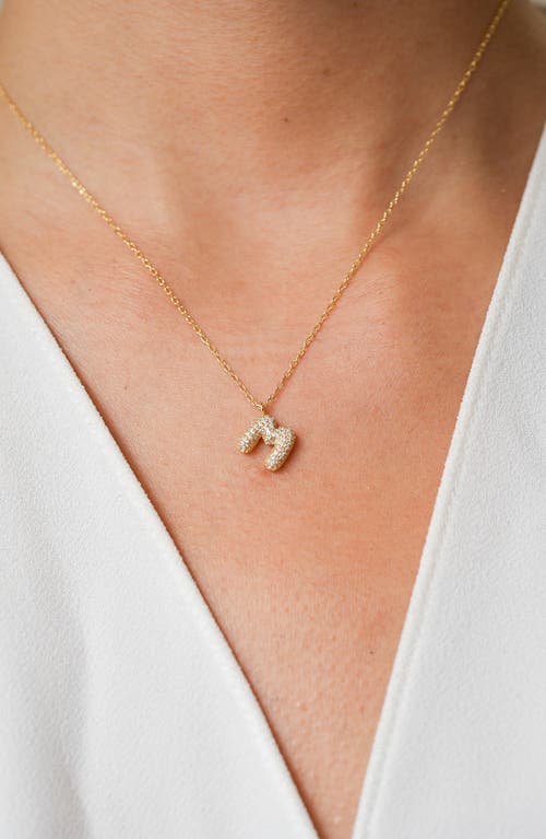 Argento Vivo Sterling Silver Cubic Zirconia Bubble Inital Pendant Necklace In Gold