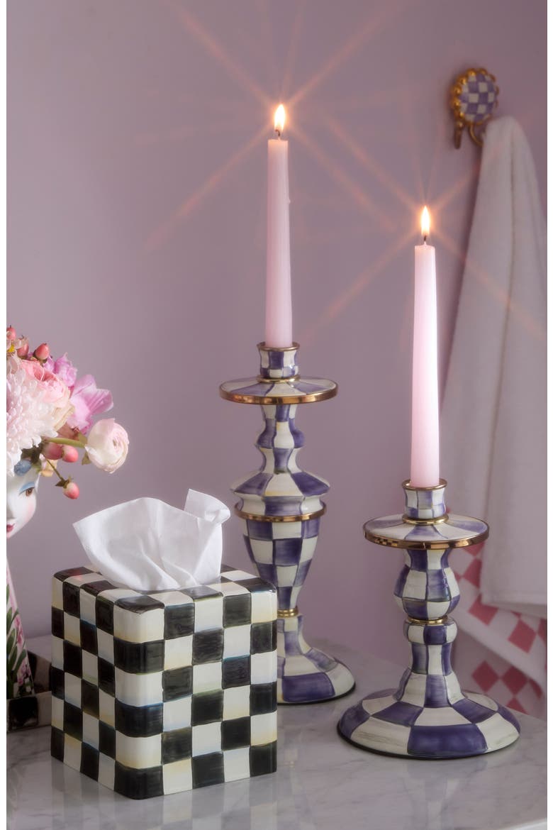 Violet Check Medium Candlestick Holder, Alternate, color, VIOLET