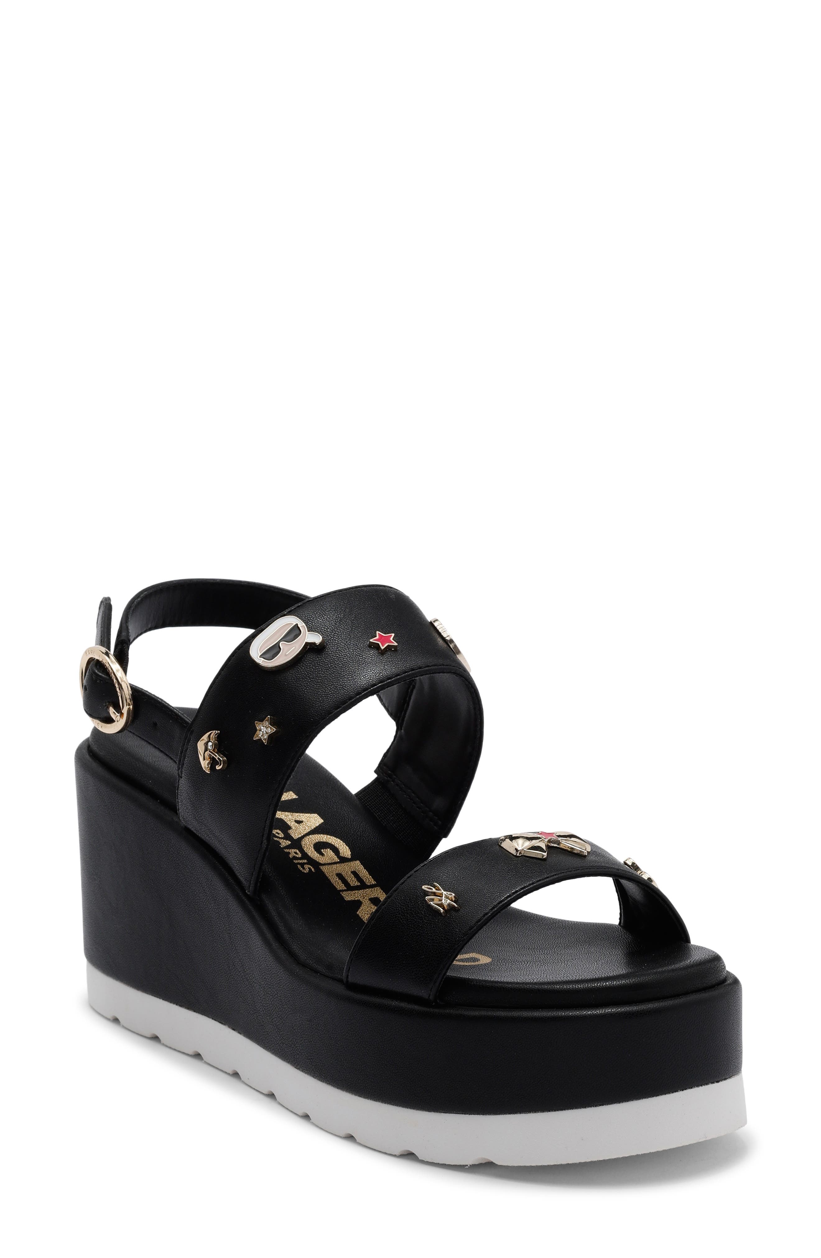 KARL LAGERFELD PARIS Cleome Slingback Platform Wedge Sandal