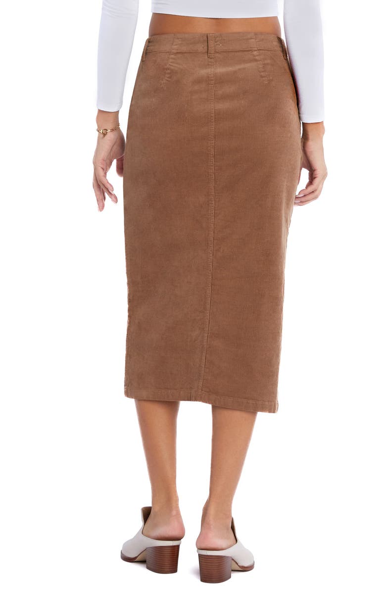 Wash Lab Denim Daily Corduroy Front Slit Skirt, Alternate, color, Caramel