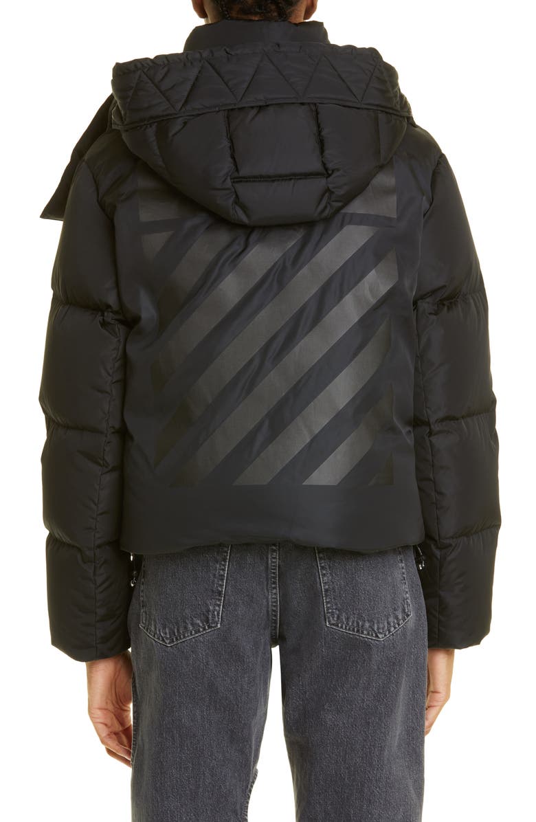 Off-White Regular Fit Diagonal Down Hooded Puffer Jacket, Alternate, color,