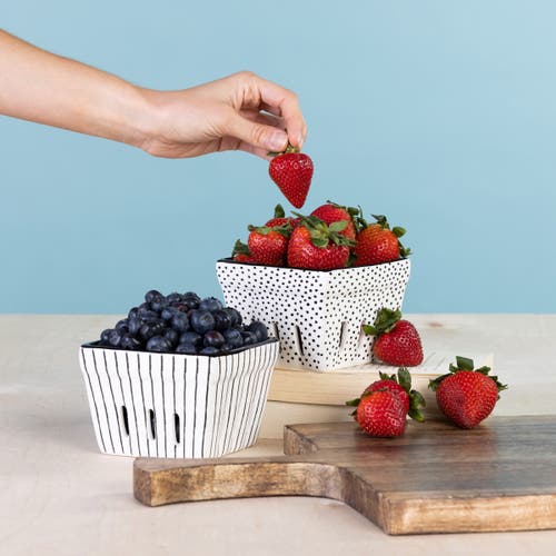 Totalee Gift Berry Baskets Set Of 2 Ceramic White In White