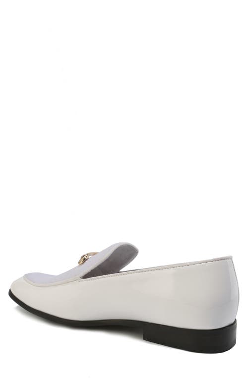 Gino Vitale Velvet & Patent Leather Bit Loafer In White
