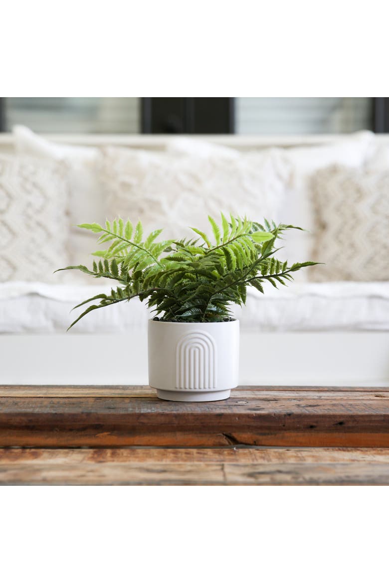 13-in Artificial Boston Fern Plant with Decorative Planter, Alternate, color, Green