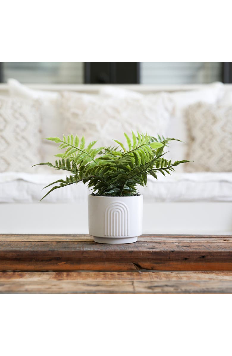 NEARLY NATURAL 13-in Artificial Boston Fern Plant with Decorative Planter, Alternate, color, Green