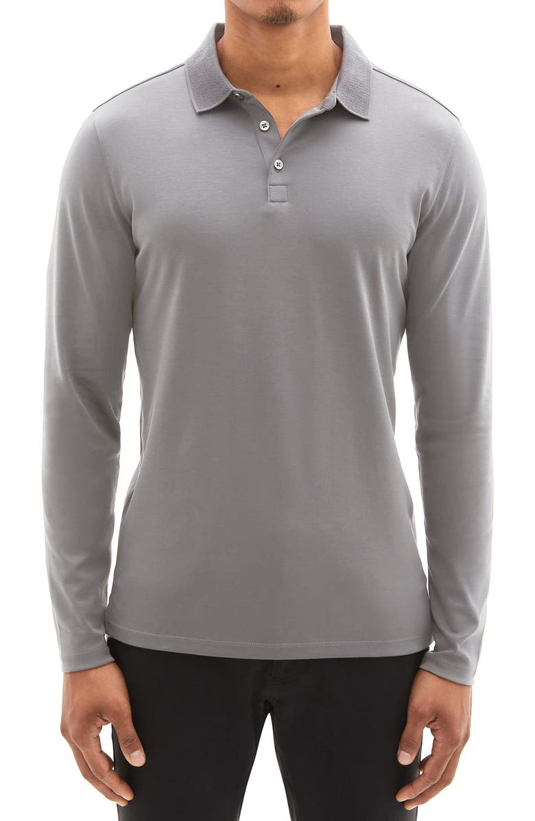 Robert Barakett Georgia Long Sleeve Polo, Main, color, Griffin Grey
