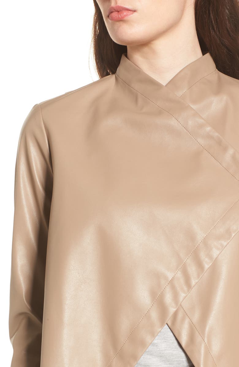 BB Dakota by Steve Madden BB Dakota 'Peppin' Drape Front Faux Leather Jacket, Alternate, color,