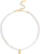COACH Padlock Pendant Faux Pearl Choker Necklace
