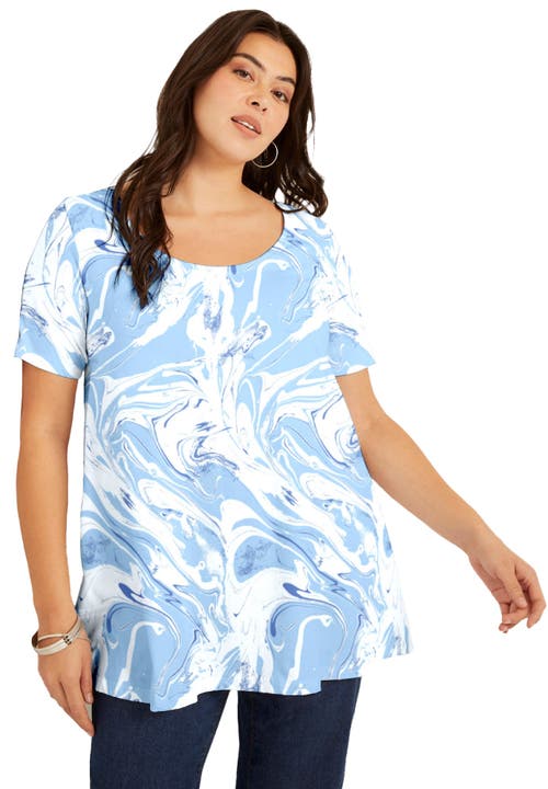 June + Vie Short-sleeve Swing One + Only Tunic In Blue