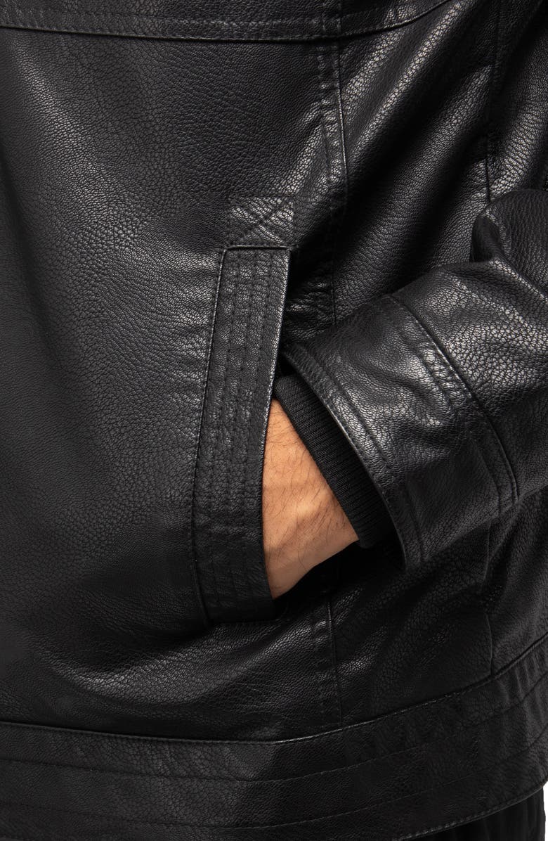 XRAY Faux Leather Hooded Moto Jacket with Faux Fur Lining, Alternate, color, Black