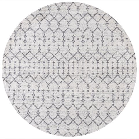 Moroccan HYPE Boho Vintage Diamond Round Area Rug