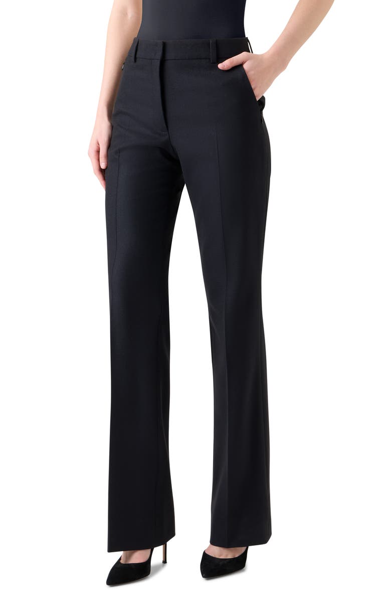 Akris Marilyn Stretch Wool Bootcut Pants, Alternate, color, Black