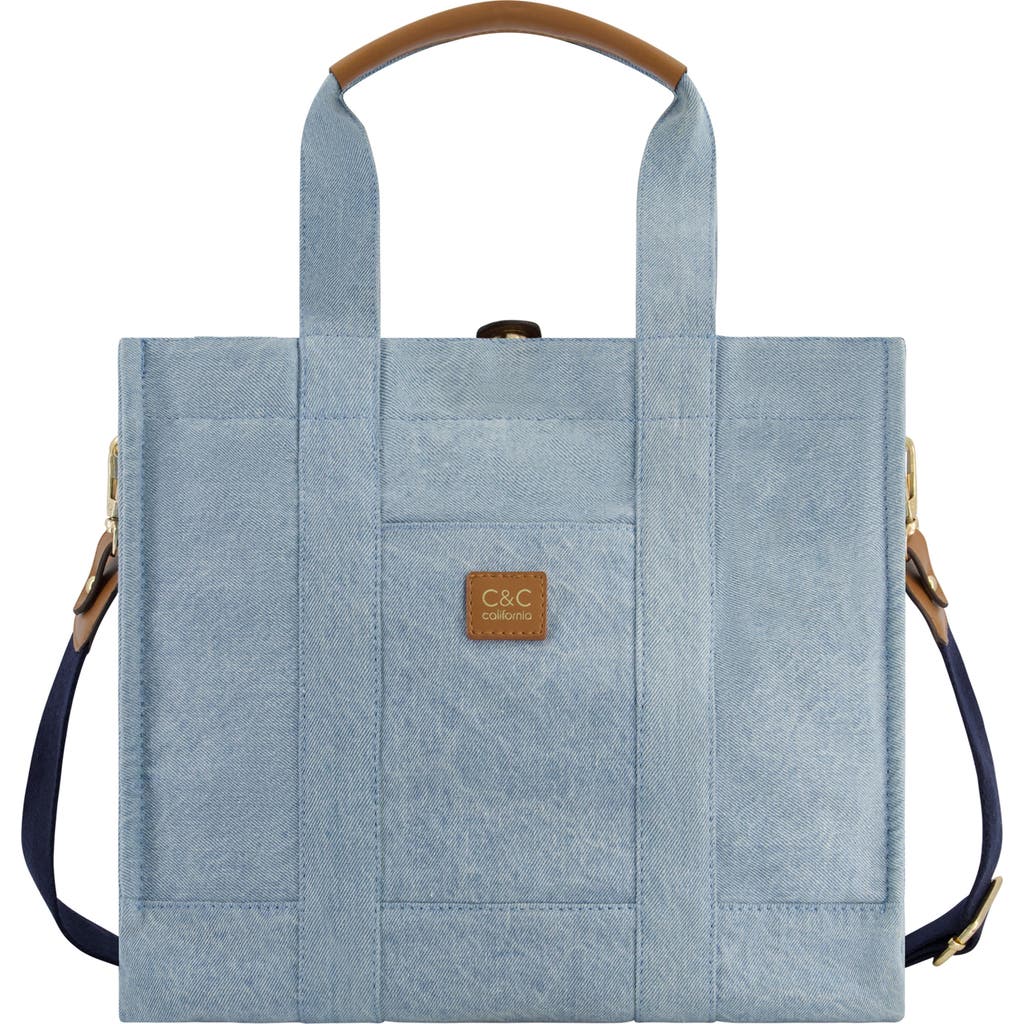USPA ACCESSORIES C & C CALIFORNIA MEDIUM DENIM TOTE BAG
