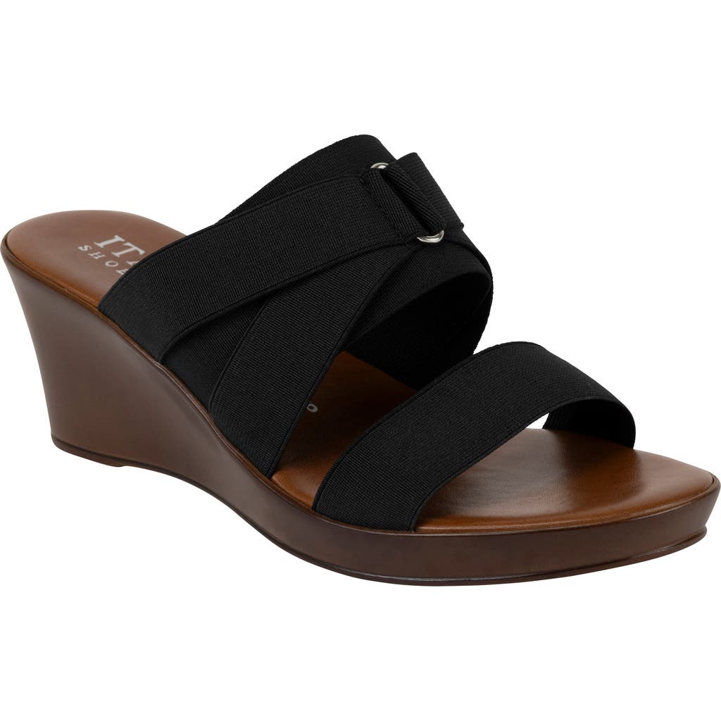 Italian Shoemakers Clous Wedge Sandal In Black