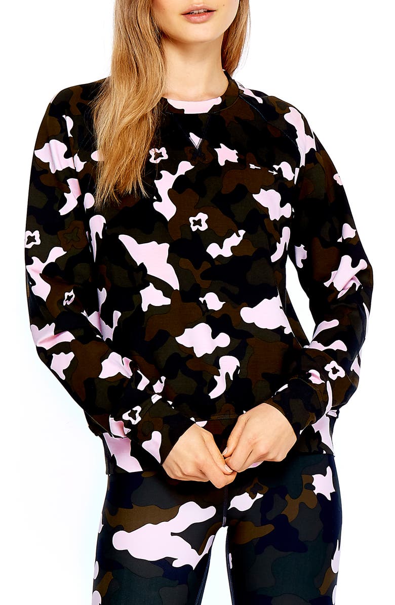 The Upside Forest Camo Bondi Crewneck Sweatshirt, Main, color,