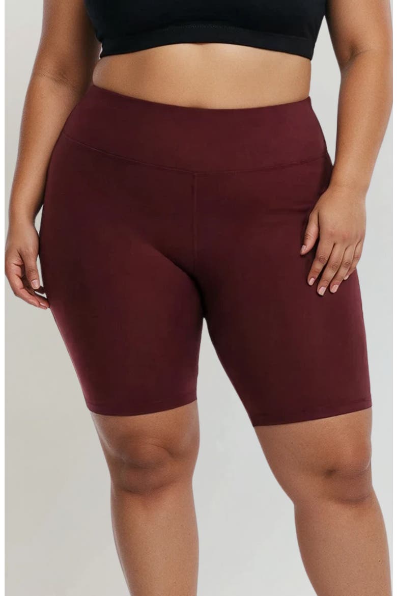 Plus Size Long Bike Swim Shorts, Main, color, Wine