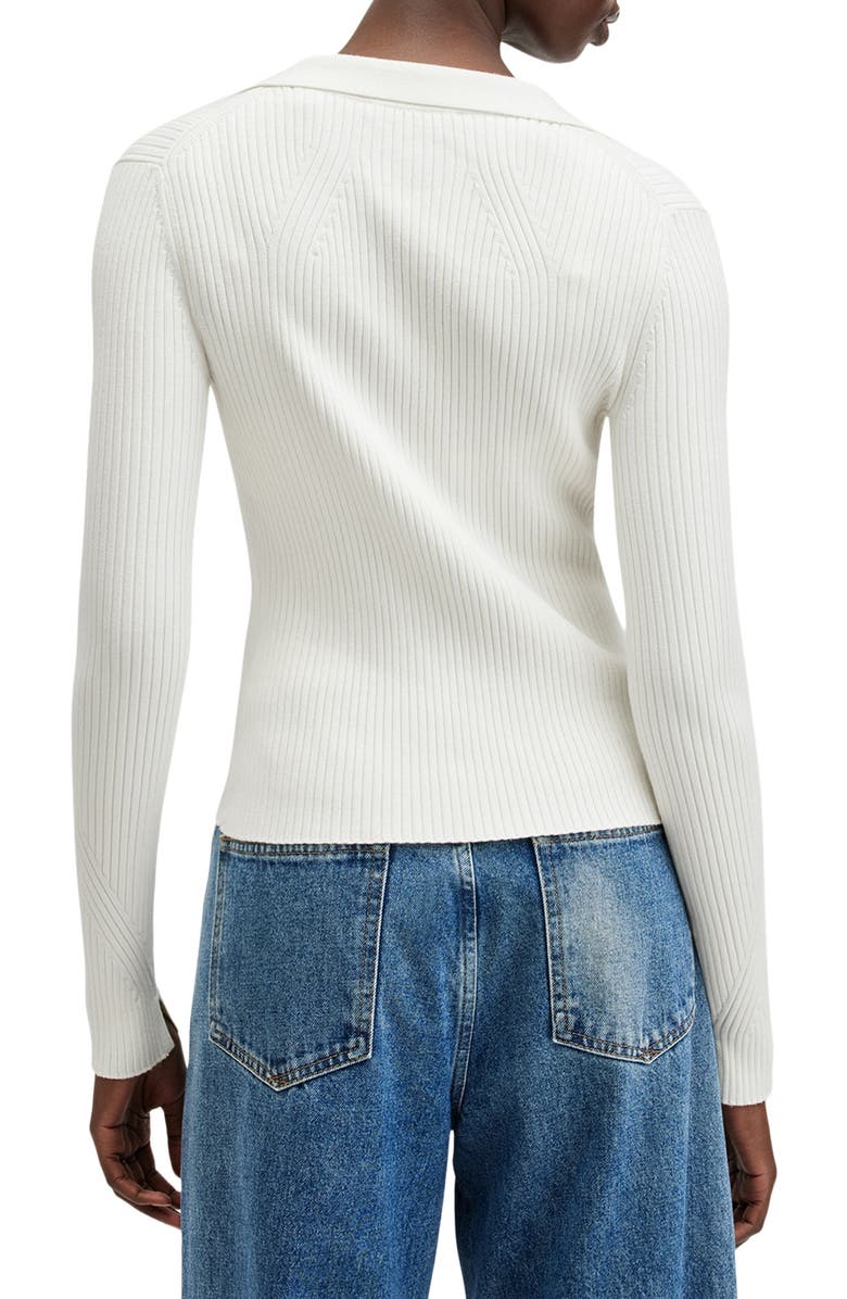 AllSaints Cruz Ribbed Cardigan, Alternate, color, Chalk White