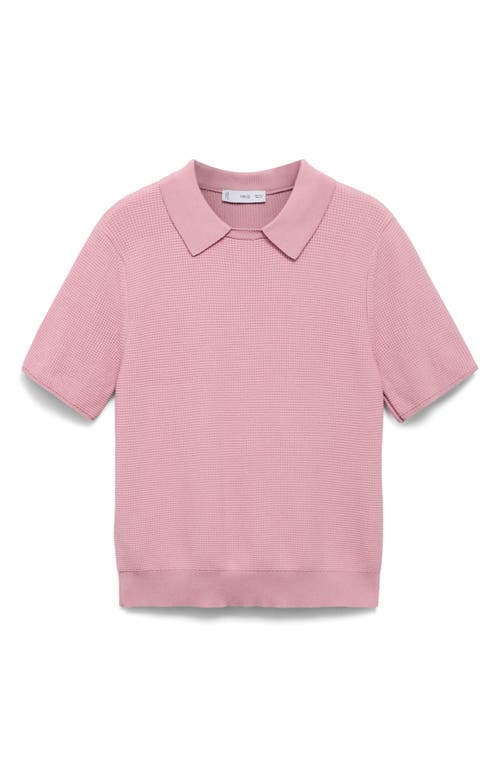 Mango Spread Collar Short Sleeve Sweater In Pink