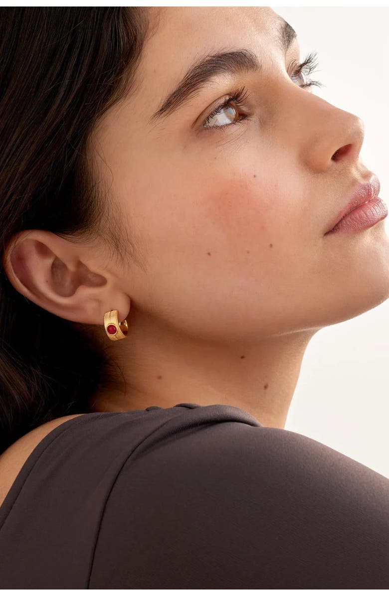 Katie Loxton 'January' Waterproof Gold Birthstone Hoop Earrings, Alternate, color, January