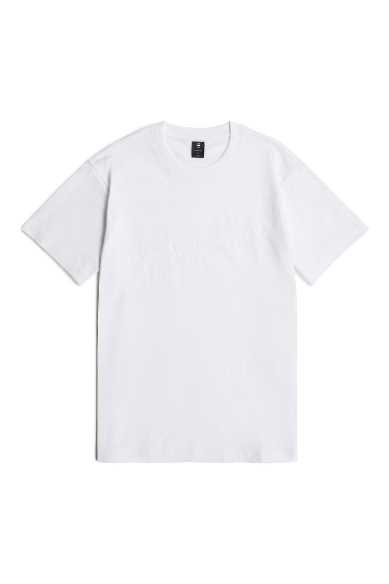 Flocked G-Script Loose Fit Organic Cotton T-Shirt, Alternate, color, WHITE