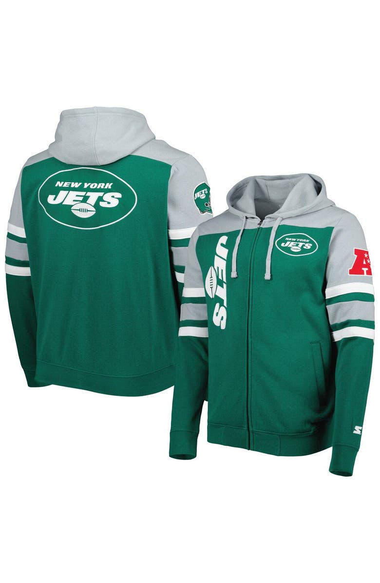 STARTER Men's Starter Green New York Jets Extreme Full-Zip Hoodie Jacket, Main, color,
