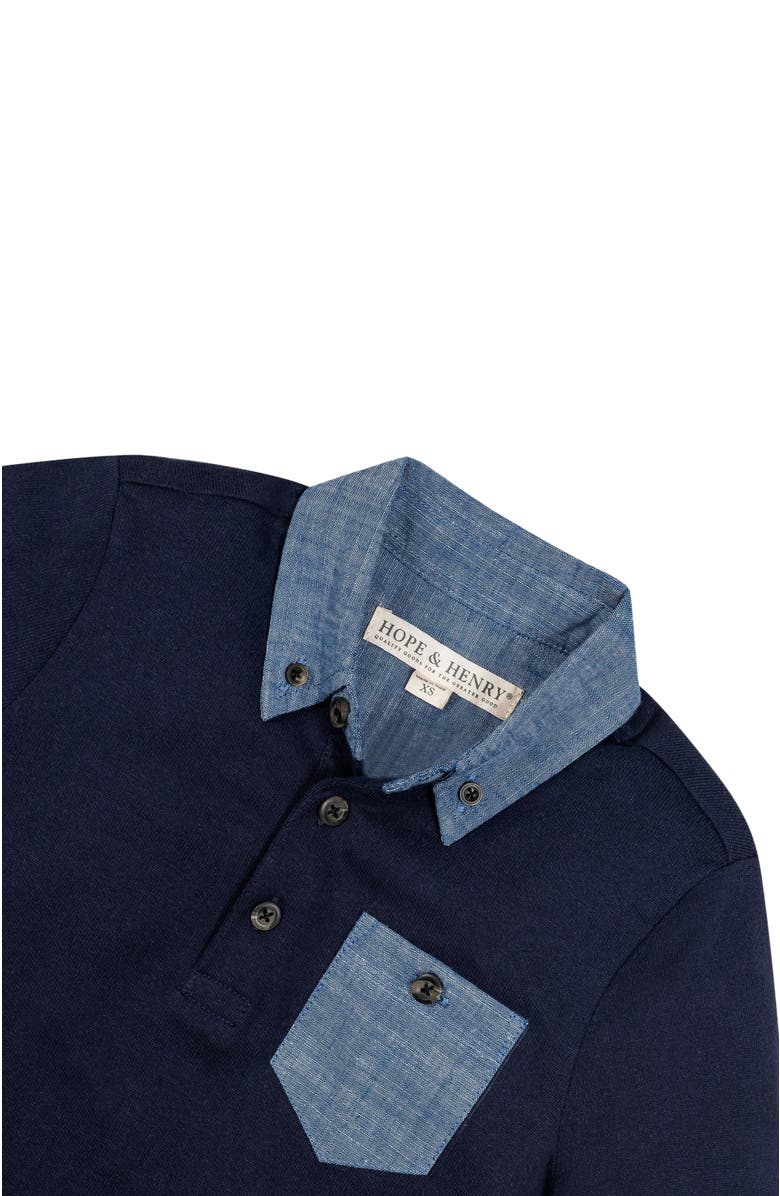 Hope & Henry Boys' Organic Jersey Polo with Chambray, Kids, Alternate, color, 