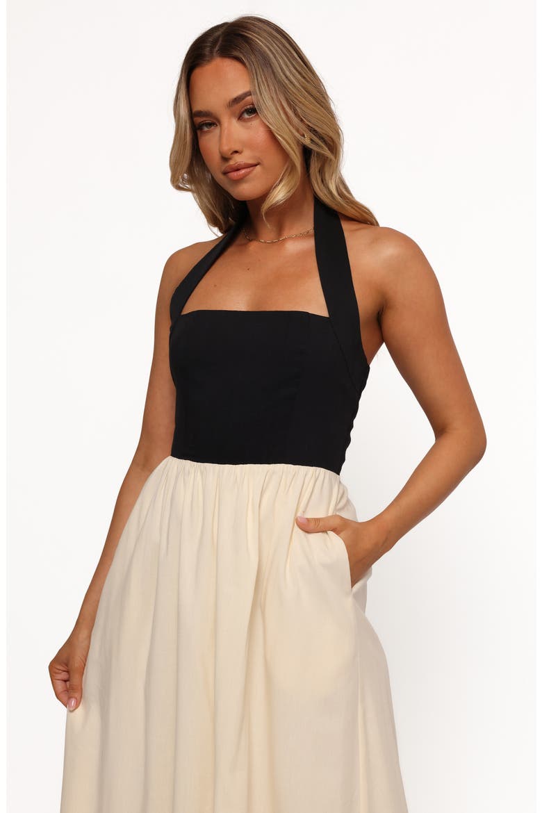 Jayden Halter Neck Maxi Dress, Alternate, color, BLACK CREAM