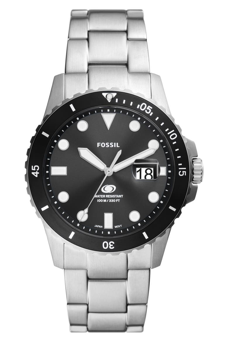 Blue Dive Bracelet Watch, 42mm, Main, color, SILVER