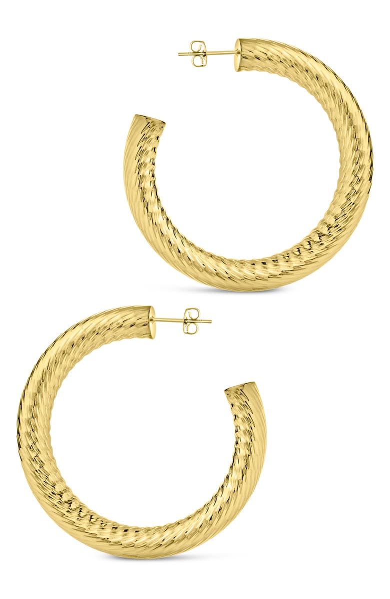 Sterling Forever Alayna Textured Hoop Earrings, Alternate, color, Gold