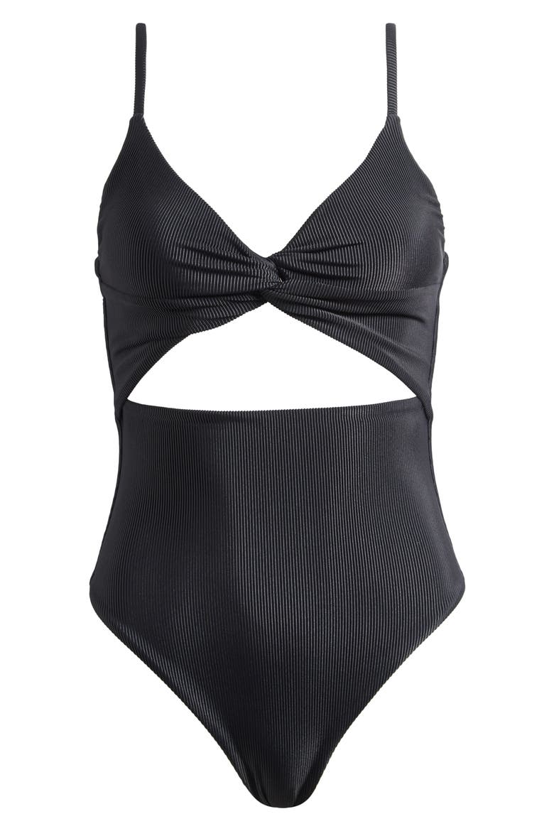 Annalisa Textured One-Piece Swimsuit, Alternate, color, BLACK
