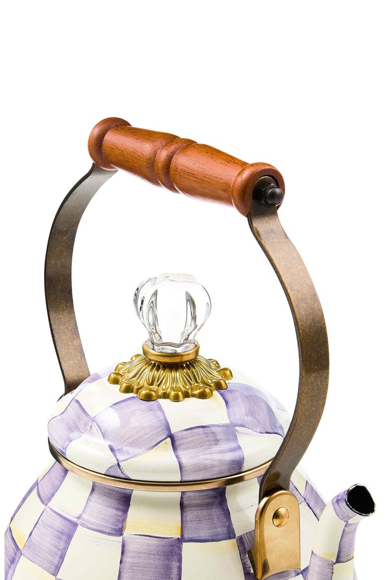 Violet Check Enameled Steel 2-Quart Tea Kettle, Alternate, color, VIOLET