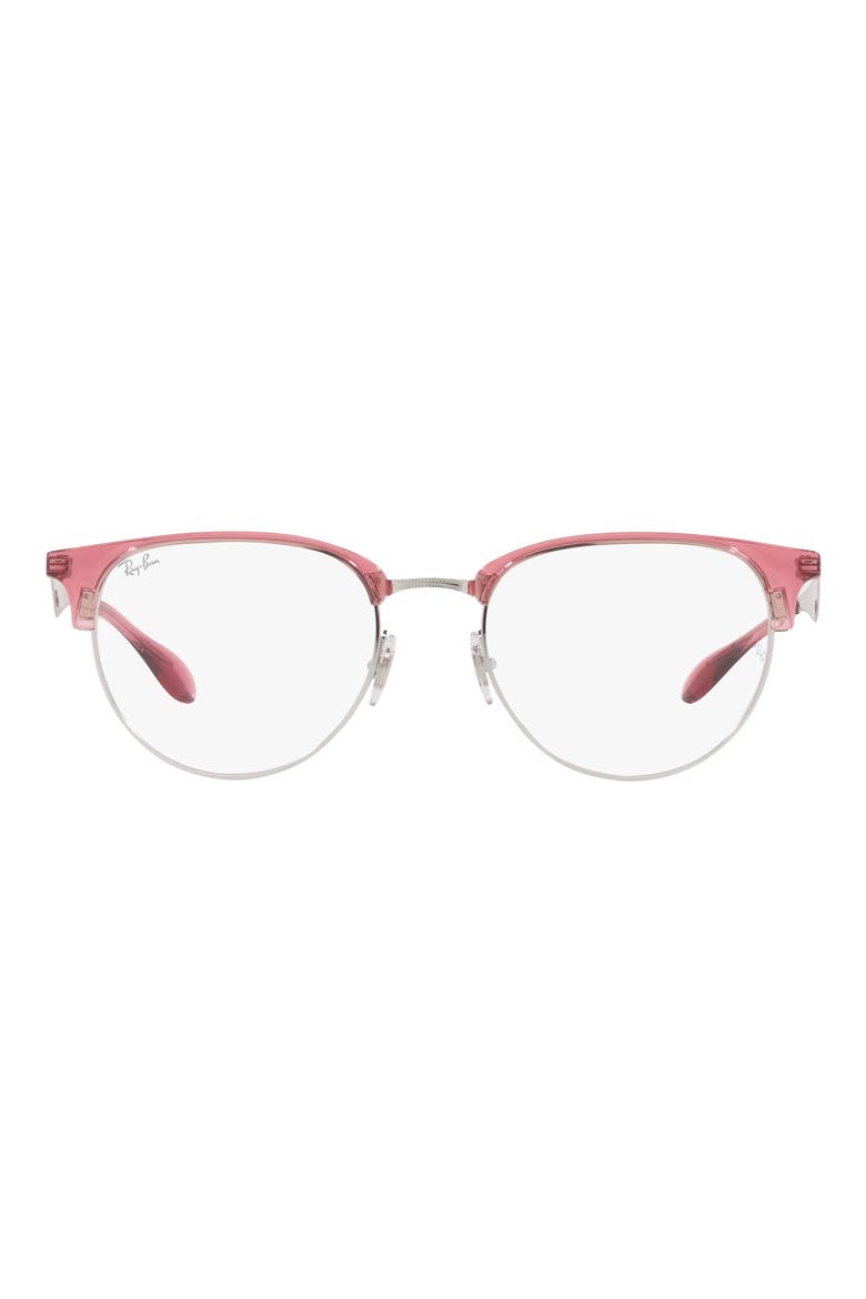 Phantos 53mm Clear Frame Optical Glasses, Main, color, RED SILVER